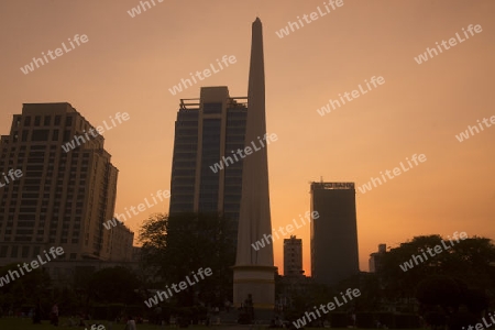 The Maha Bandoola Park with the Independence Monument in the City of Yangon in Myanmar in Southeastasia.