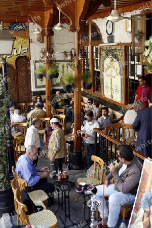  Ein traditionelles Cafe im Souq und Altstadt von Damaskus in der Hauptstadt von Syrien. 