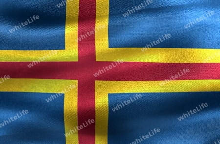 Aland Islands flag - realistic waving fabric flag