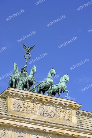 Quadriga auf dem Brandenburger Tor in Berlin, Deutschland, Europa 