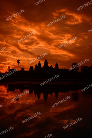 The Angkor Wat in the Temple City of Angkor near the City of Siem Riep in the west of Cambodia.