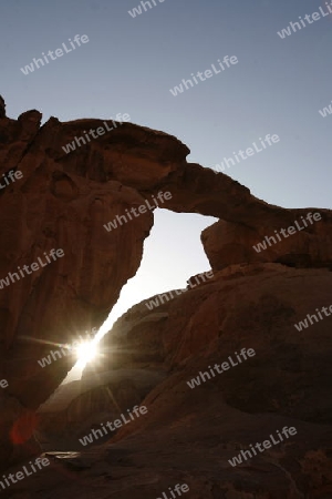 The Landscape of the Wadi Rum Desert in Jordan in the middle east.