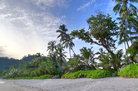 Sunny day beach view on the paradise islands Seychelles.