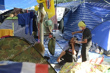 Thai anti-government protesters  during a rally at theDemocracy Monument in .Bangkok, Thailand, Saturday Jan.11 , 2014.