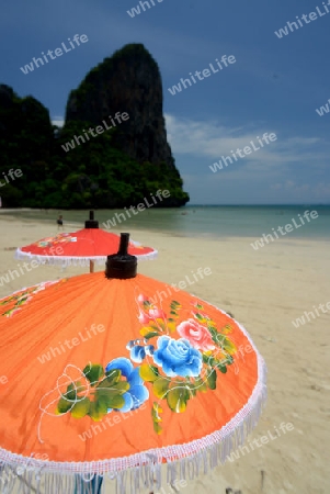 The Hat Railay Leh Beach at Railay near Ao Nang outside of the City of Krabi on the Andaman Sea in the south of Thailand. 