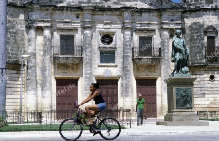 the cathedral with a Columbus Monument in the old town of cardenas in the provine of Matanzas on Cuba in the caribbean sea.