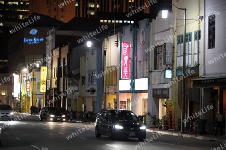 Asien, Suedost, Singapur, Insel, Staat, Stadt, City, China Town, Marktstrasse,  Gasse, Alltag, Wirtschaft, Zentrum,  Nacht, Auto, Strasse,