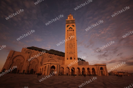 The Hassan 2 Mosque in the City of Casablanca in Morocco , North Africa.