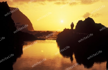 Die Kueste in Porto Moniz im Nordwesten der Insel Madeira im Atlantischen Ozean, Portugal.
