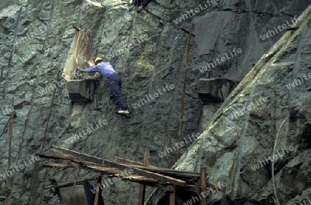 the constructions work at the three gorges dam project on the yangzi river in the province of hubei in china.