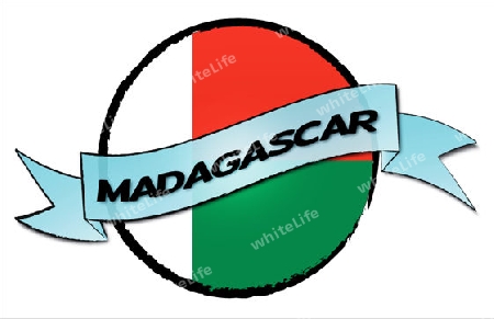 Circle Land Madagascar - your country shown as illustrated banner for your presentation or as button...