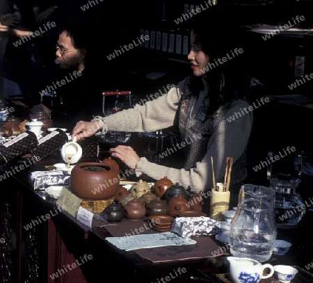 tea at a Teamarket in Kowloon in Hong Kong in the south of China in Asia.