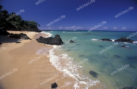 the beach of the village Moya on the Island of Anjouan on the Comoros Ilands in the Indian Ocean in Africa.   