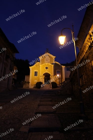 The churche in the Fishingvillage of Orta on the Lake Orta in the Lombardia  in north Italy. 