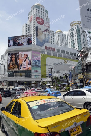 Die Innenstadt um Pratunam in der Hauptstadt Bangkok von Thailand in Suedostasien.