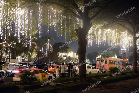 Abendstimmung ueber Neujahr beim Sanam Luang Park in Banglamphu der Hauptstadt Bangkok von Thailand in Suedostasien.