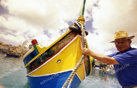 The Fishing Village of Marsaxlokk on the eastcoast of Malta in Europe.