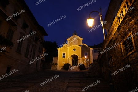 The churche in the Fishingvillage of Orta on the Lake Orta in the Lombardia  in north Italy. 