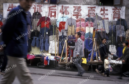 the market in the city of wuahan at the yangzee river in the three gorges valley up of the three gorges dam project in the province of hubei in china.