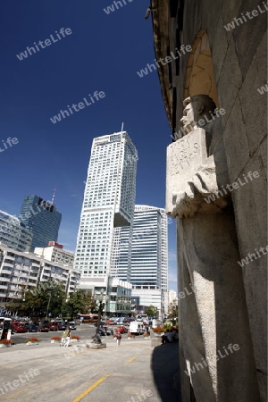 The Down Town of the new and modern City of Warsaw in Poland, East Europe.