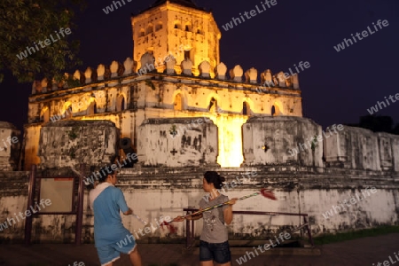 Das Fort Phra Sumen am Menam Chao Phraya Fluss im Historischen Zentrum der Hauptstadt Bangkok in Thailand. 