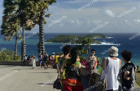 Der Aussichtspunkt Kap Promthep bei der Rawai Beach im sueden der Insel Phuket im sueden von Thailand in Suedostasien.