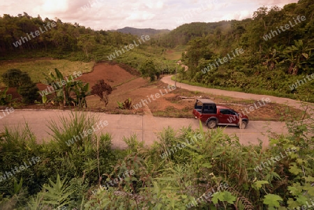 Die Bergstrasse vom Dorf Mae Hong Son nach Mae Aw im norden von Thailand in Suedostasien.