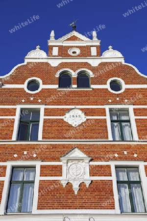 alte Speichergebaeude aus dem 19. Jahrhundert, Stralsund, alter Hafen,   Unesco Weltkulturerbe, Mecklenburg Vorpommern, Deutschland, Europa , oeffentlicher Grund