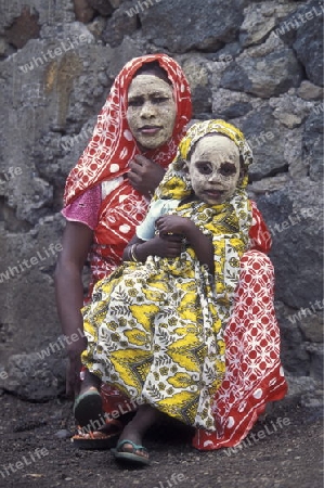 a women in the city of Moutsamudu on the Island of Anjouan on the Comoros Ilands in the Indian Ocean in Africa.   