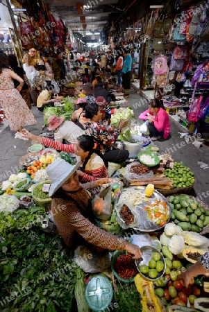 The Market in the old City of Siem Riep neat the Ankro Wat Temples in the west of Cambodia.