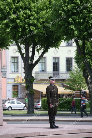 Das Freiheits Denkmal in der Neustadt in Riga, Lettland  