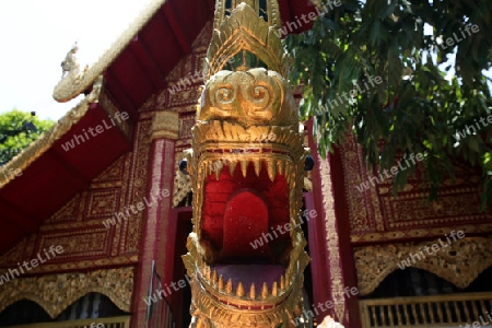 Der Wat Phra Kaew in der Altstadt von Chiang Rai in der Provinz chiang Rai im Norden von Thailand in Suedostasien.