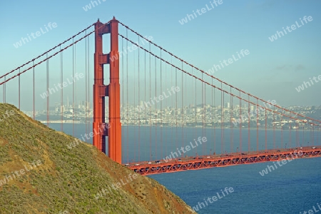 Golden Gate Bridge im Abendlicht , San Francisco, Kalifornien , USA