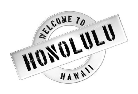 Illustration of WELCOME TO HONOLULU as Banner for your presentation, website, inviting...