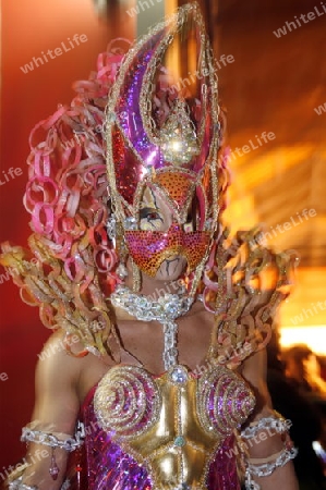 the carneval in the city of Las Palmas on the Island Gran Canary on the Canary Island of Spain in the Atlantic Ocean. 