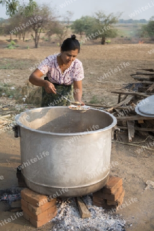 a soup Restaurant near the Town of Myingyan southwest of Mandalay in Myanmar in Southeastasia.