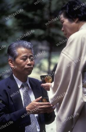 a tea ceremony in a traditional teahouse in the City centre of Tokyo in Japan in Asia,



