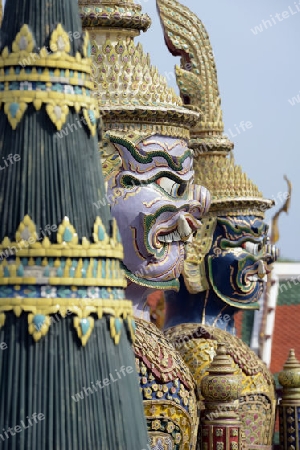 Der Wat Phra Kaew in der Stadt Bangkok in Thailand in Suedostasien.