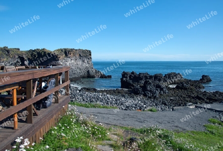 Der Westen Islands, Blick auf den Lavastrand bei Arnastapi, am westlichen Ende der Halbinsel Sn?fellsnes