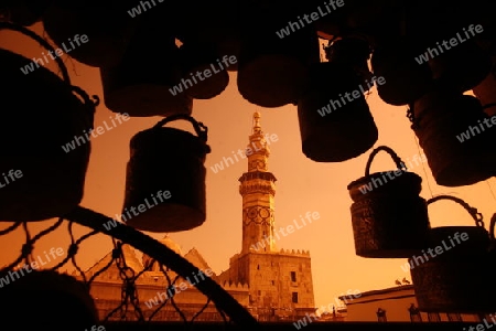 Asien, Naher Osten, Syrien, Damaskus,   Der Innenhof der  Omaijad Moschee im Souq und Altstadt von Damaskus in der Hauptstadt von Syrien. 