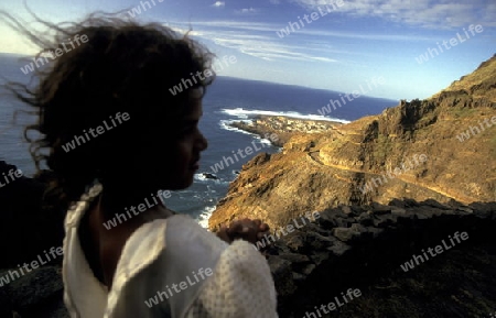 The village of Ponta do Sol near Ribeira Grande on the Island of Santo Antao in Cape Berde in the Atlantic Ocean in Africa.