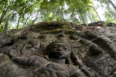 The Tempel Ruin of  Kbal Spean 50 Km northeast of in the Temple City of Angkor near the City of Siem Riep in the west of Cambodia.