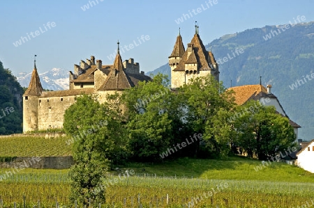 Schloss von Aigle im Wallis/Schweiz