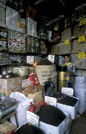 Auf dem Souq oder Markt in der Altstadt von Damaskus in der Hauptstadt von Syrien.