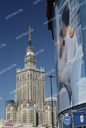 The Culture Palace in the City of Warsaw in Poland, East Europe.