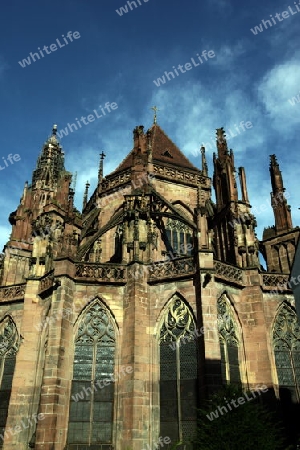 the muenster church in the old town of Freiburg im Breisgau in the Blackforest in the south of Germany in Europe.