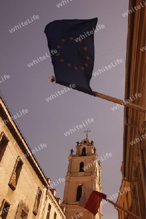 The old Town of the City Vilnius with a church  in the Baltic State of Lithuania,  