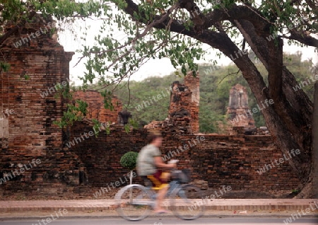 Der Wat Ratburana Tempel in der Tempelstadt Ayutthaya noerdlich von Bangkok in Thailand.