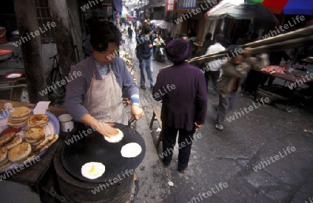 the market in the city of wushan on the yangzee river near the three gorges valley up of the three gorges dam project in the province of hubei in china.