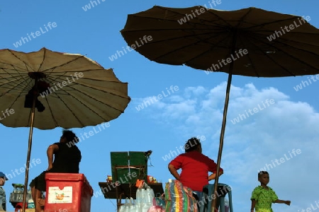 Eine Wahrenmesse beim traditionellen Bootsrennen in Vientiane der Hauptstadt von Laos in Suedostasien.  